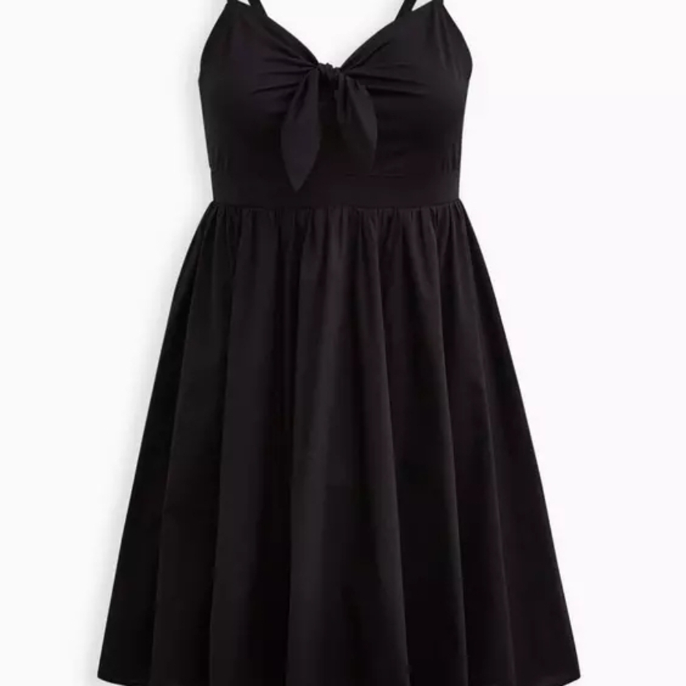 Torrid Black Tie-Front Poplin Mini Dress — Size 2 — Excellent Condition
